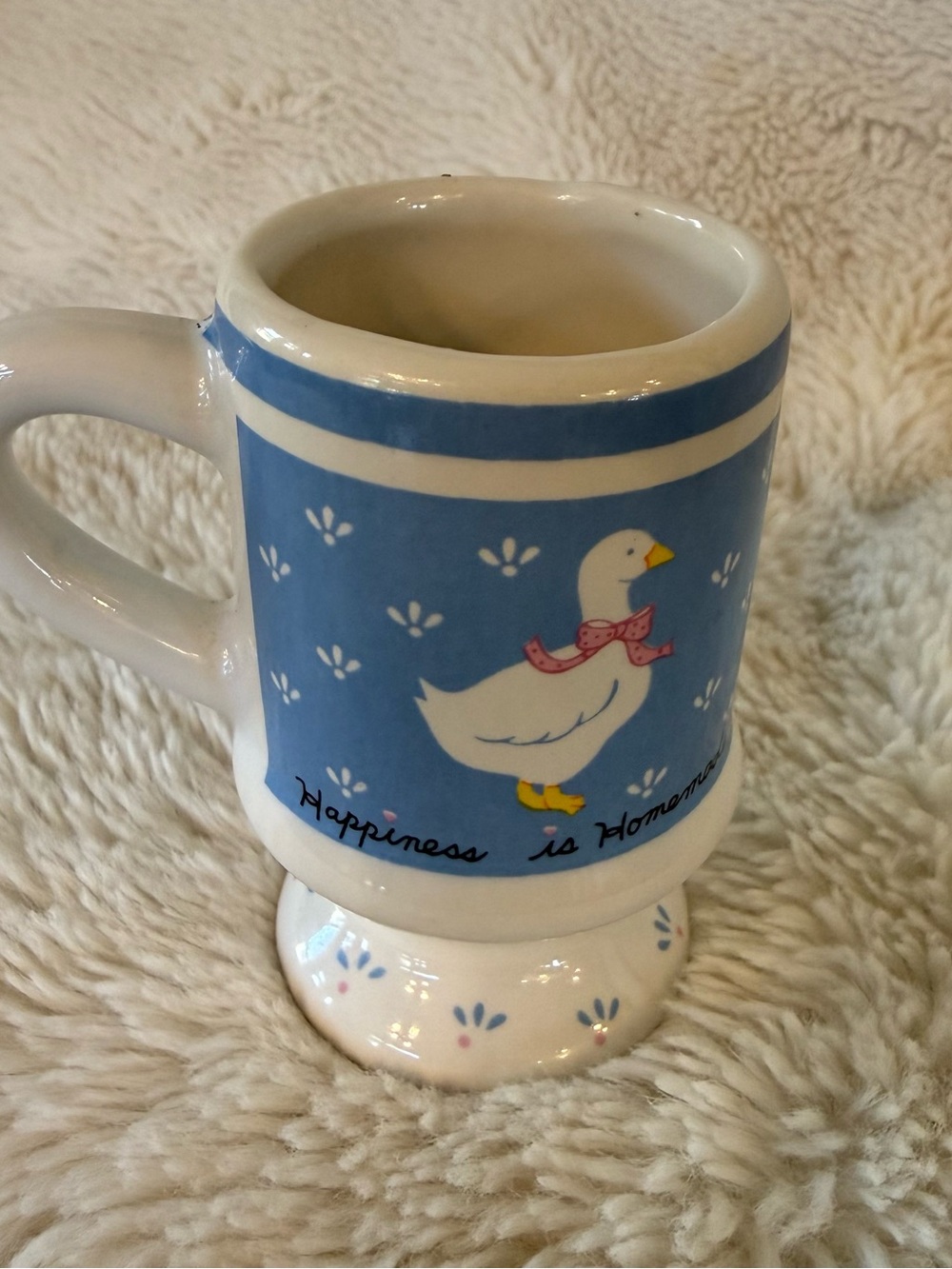 Blue Ceramic Goose Pedestal Mug Toothpick Holder - Happiness is Homemade